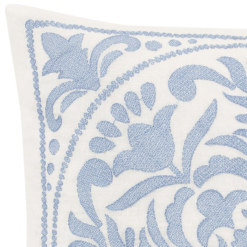 Laura Ashley Mila Blue Cotton Throw Pillow