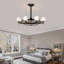 Ventilateur de plafond Dia 33 pouces pour chambre à coucher, salon, cuisine, entrée de maison de campagne, noir mat + grain de bois