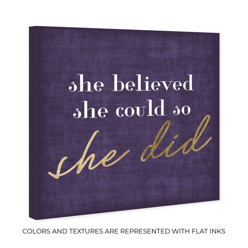 She She She She Did Purple par Oliver Gal - reproduction d'art textuel sur toile, H 40 po x l 40 po x P 1,5 po