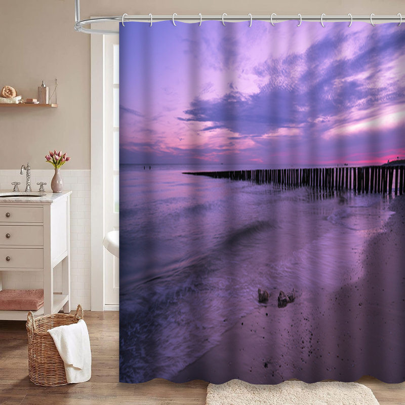 Rideau de douche à 12 crochets Violet Sunset, L 72 po x l 84 po
