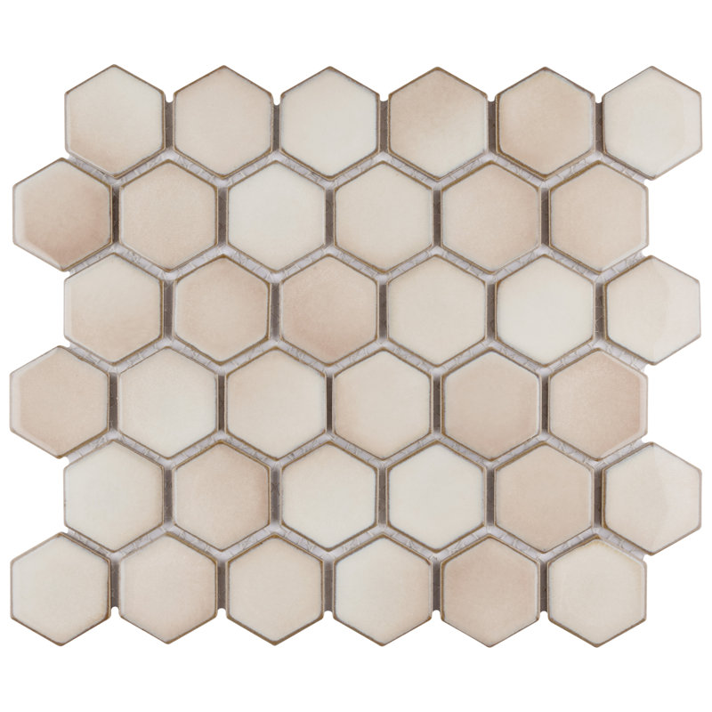 Hudson Due 2" x 2" Hex Porcelain Mosaic Wall & Floor Tile, Truffle