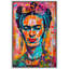 «Pop Urban Street», Frida Kahlo, Portrait coloré, graffiti vibrant, œuvre d'art sur toile encadrée-107907006-107906999