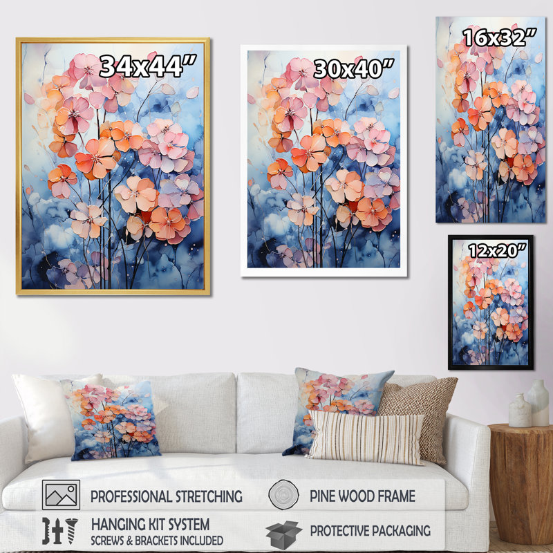 " Blue And Purple Hydrangea Bloom ", 20" H x 12" W x 1" D, Black Floater Framed