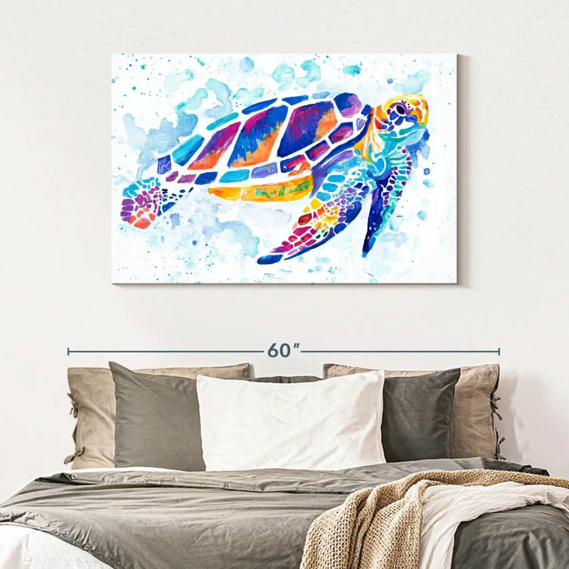Brampt Vibrant Sea Turtle, 32" H x 48" W