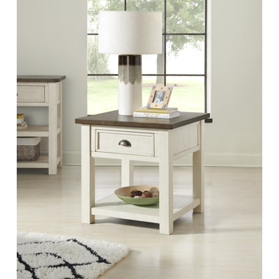 Holliman Solid Wood End Table with Storage