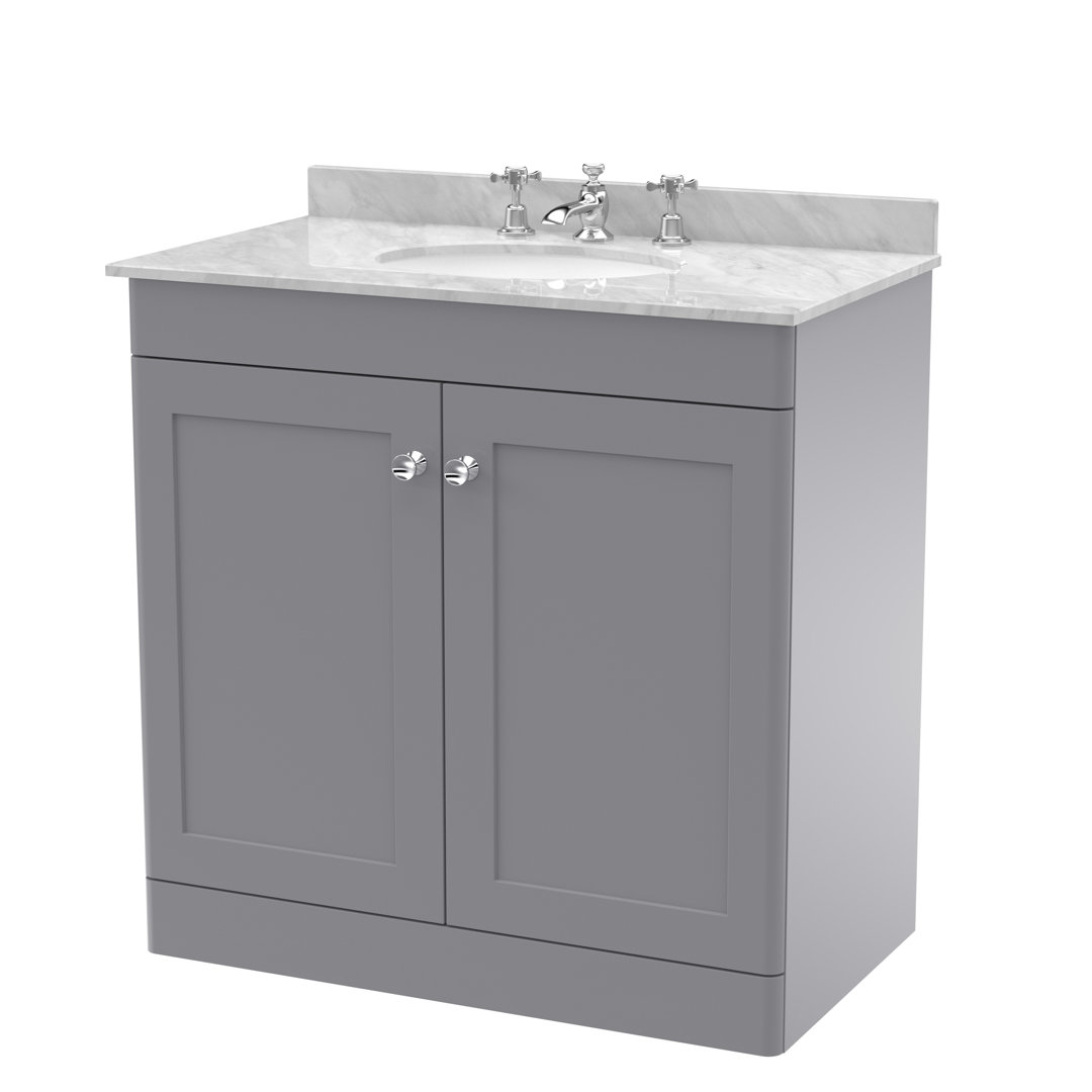 Classique 820mm Free-standing Single Bathroom Vanity with Marble Vanity Top