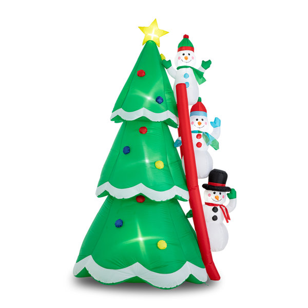 The Holiday Aisle® Lighted Inflatable Xmas Snowman Climbing Up Tree ...