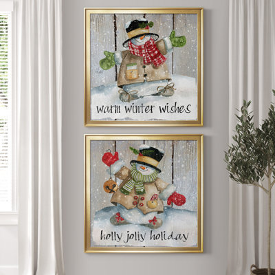 «Winter Wishes Snowman», ensemble de 2 reproductions d'art
