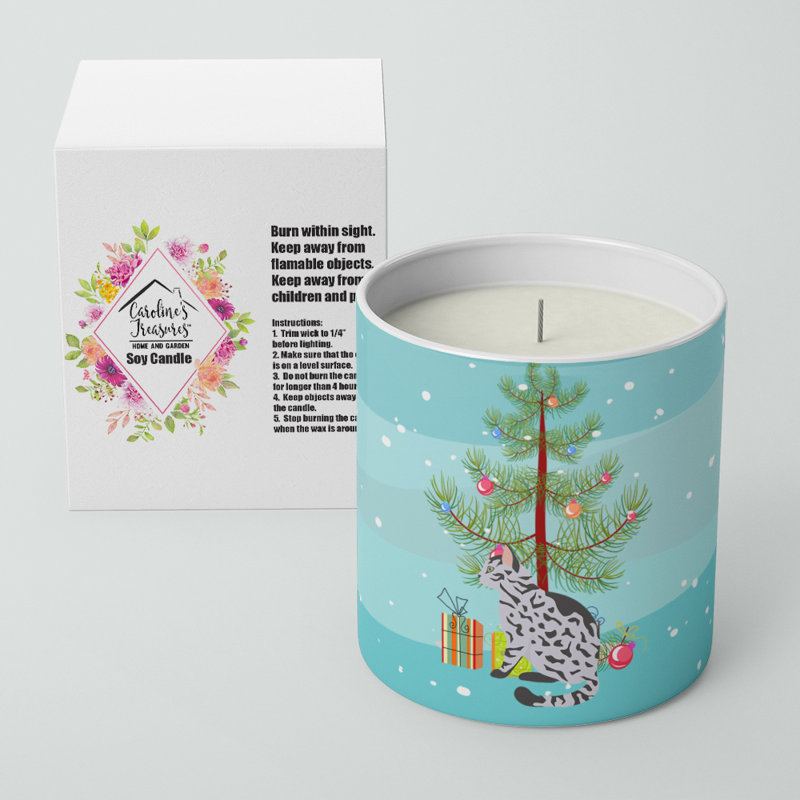 Bougie décorative 10 oz Serengeti Cat Merry Christmas