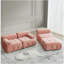 Canapé modulaire modulaire, capitonnage à boutons et bricolage, canapé en L avec repose-pieds réversible, velours rose