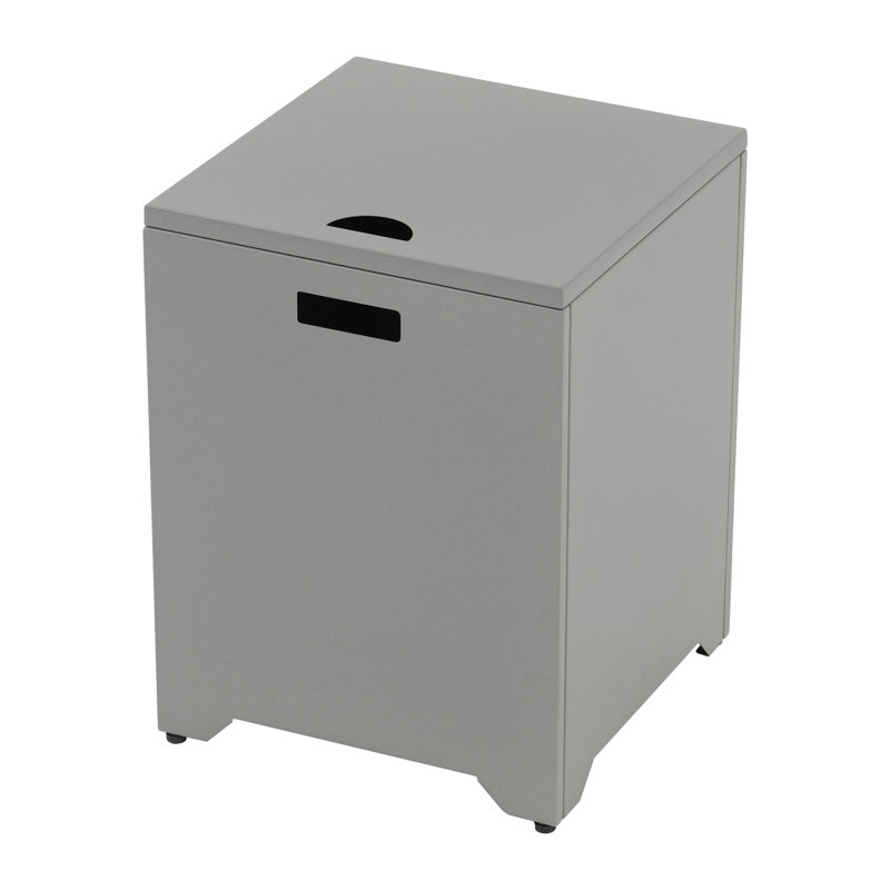 Table de foyer d'extérieur rectangulaire en acier avec réservoir de carburant caché, Gris clair