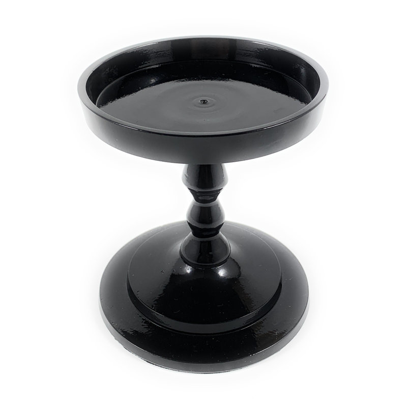 12'' H Metal Tabletop Candlestick, Glossy Black