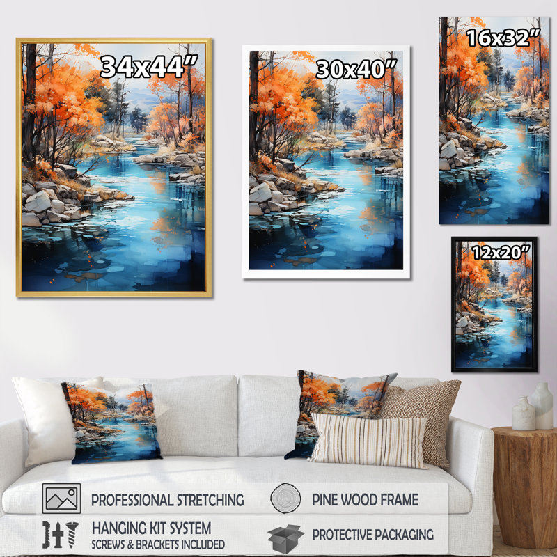 Tranquil Lakes Rivers Urban Symphony II, reproduction d'art sur toile, Cadre flottant noir, H 44 po x l 34 po x P 1,5 po