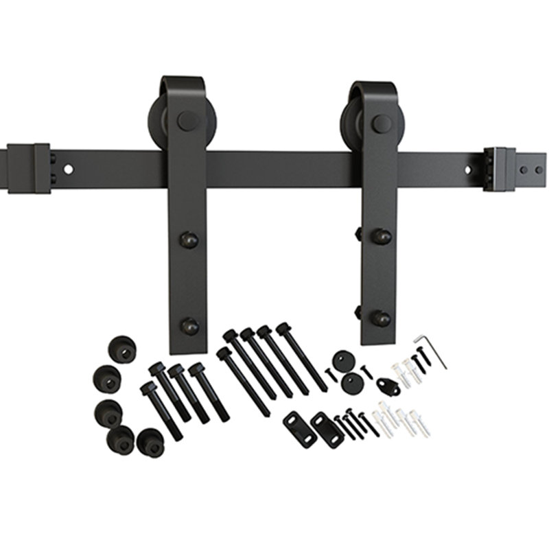 Black Solid Core Z-Brace Barn Door with Flat Track