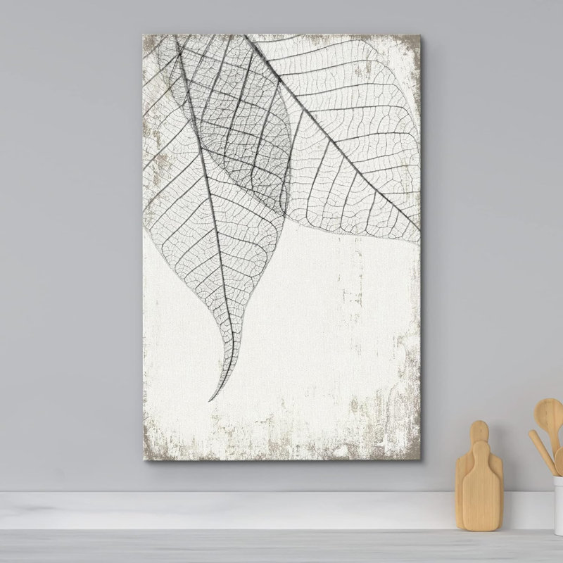 Plantes grises noires et blanches transparentes sur toile