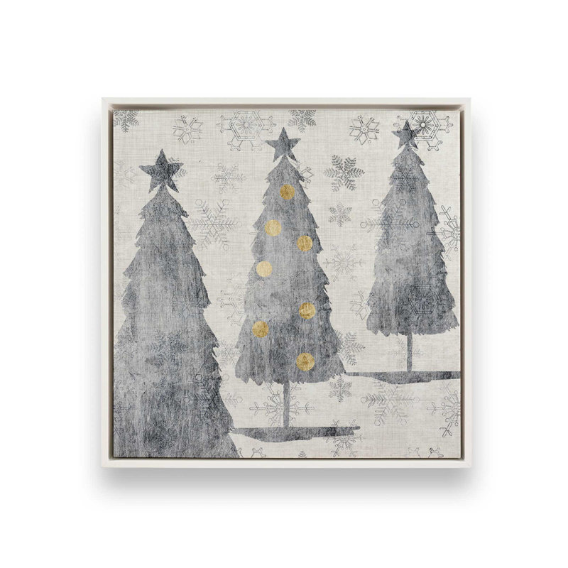 «Festive Silver Trees», reproduction sur toile, Cadre blanc, H 16,75 po x l 16,75 po x P 1,75 po