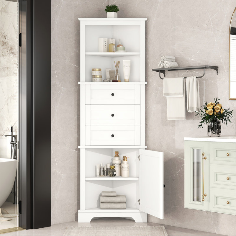 Armoire haute polyvalente avec plusieurs options de rangement pour la salle de bain, la cuisine et le salon