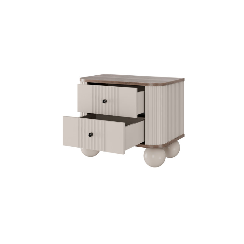 Dayzee 56cm W Manufactured Wood Bedside Table, Cashmere, Nut, Cashmere/Black