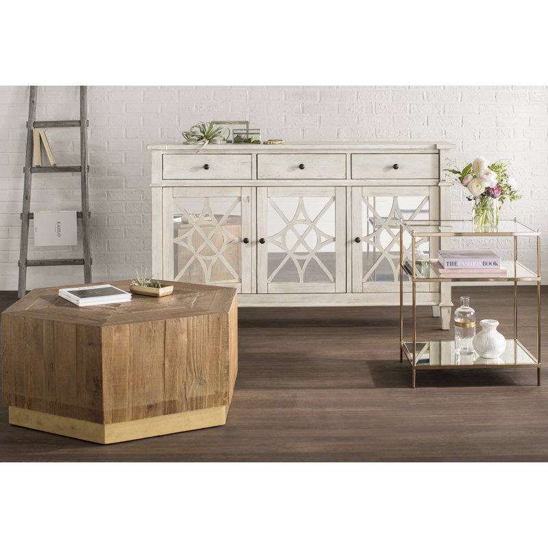 Peregrine Glass Top End Table, Gold