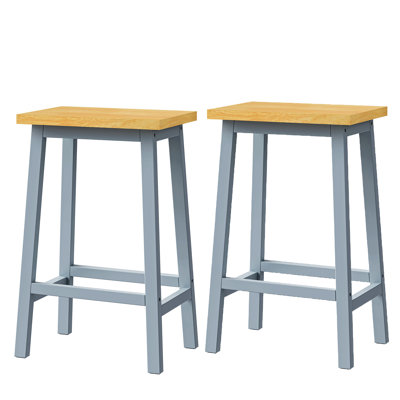 Tabourets de bar en bois massif (pas cher en fer), ensemble de 2 chaises de bar de 25,6 po de hauteur, tabourets de comptoir de cuisine avec repose-pieds, tabourets de ferme