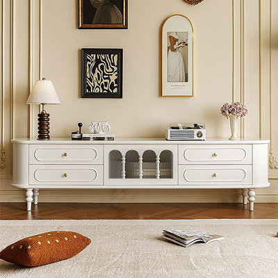 French cream-style storage cabinet TV stand