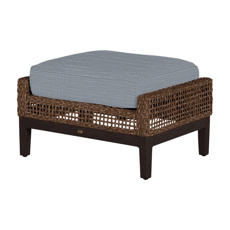 Repose-pieds péninsule tissé - acajou / châtaignier, Welt + bourre standard, InsideOut® Rollo ‑ lin Chambray