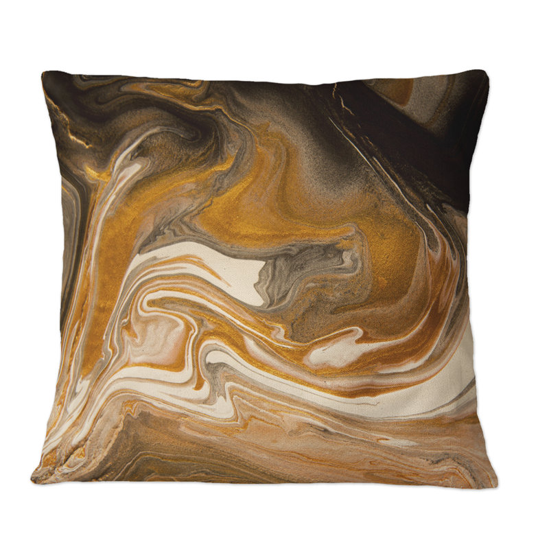 Marbre naturel sur terre teintes de couleur brune - Coussin décoratif imprimé moderne, 18 po x 18 po