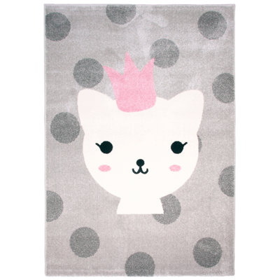 Calvin Polka Polypropylene Grey/White Indoor Rug