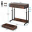 Table de bureau, bureau compact avec roues, bureau d'écriture à hauteur réglable, table basse mobile