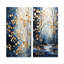 Or et bleu, arbre d'hiver, forêt d'hiver I - ensemble d'art mural en métal arbre érable-2135762793