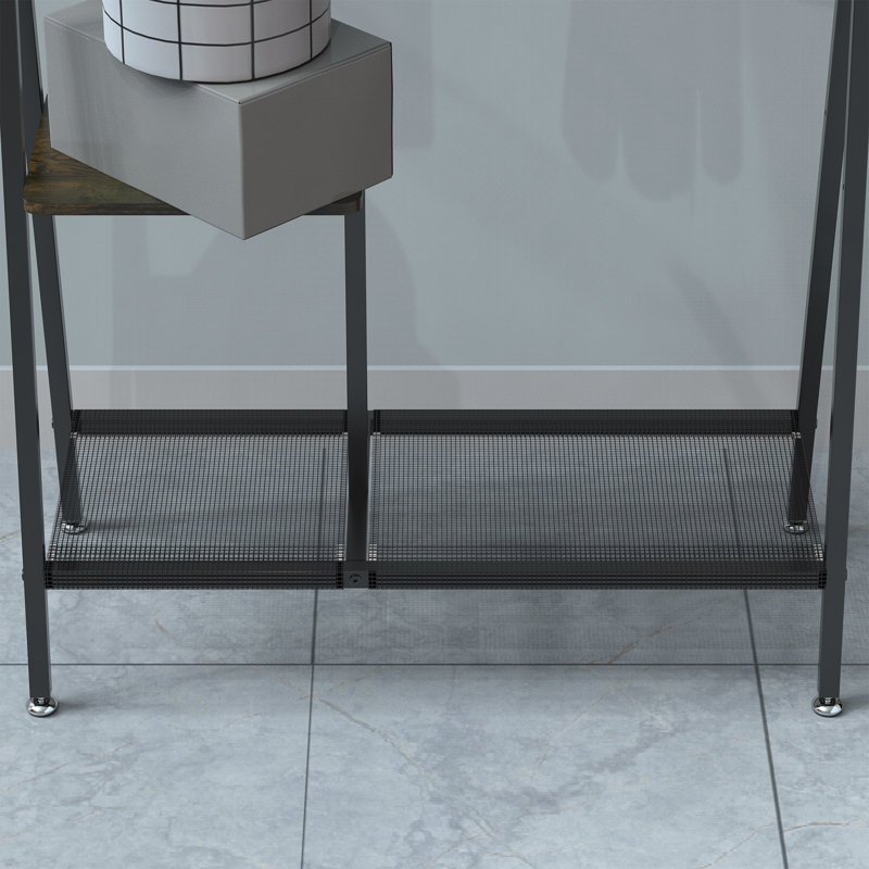Coat Rack With Mirror, Multifunctional Hall Tree With Shoe Storage,  Aluminum Frame, For Living Room Bedroom 73X32x15", Industrial Style
