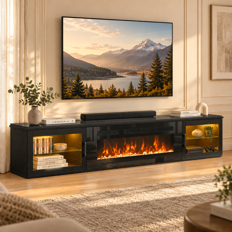 Demarri TV Stand Fireplace for TVs up to 85" Fireplace, White