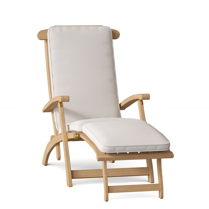 Steamer Outdoor Teak Chaise Lounge, Cloud