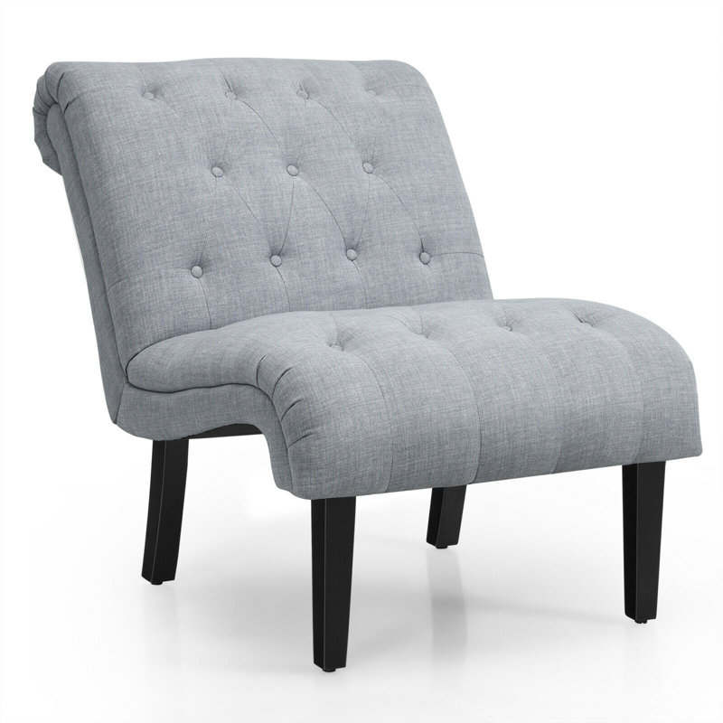 Chaise d'appoint rembourrée Abiha Canora Grey, Coton gris clair