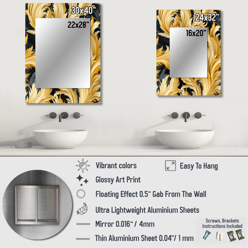 Demetru royal doré Ikat Reverie Celebrate - miroir mural Ikat, miroir décoratif Ikat, impression d'art en métal