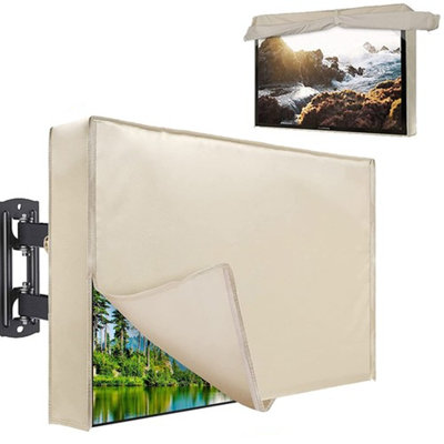 Outdoor TV 600D Heavy Duty Waterproof & Weatherproof TV Screen Protector With Double Zipper, hook & loop fastener Seal, Fits Most TV Mounts And Stands