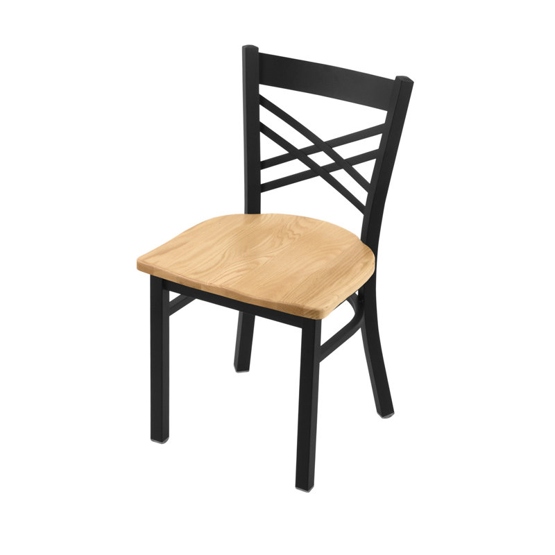 Catalina 18'' H Metal Side Chair, Wood-Natural Oak, Black Wrinkle