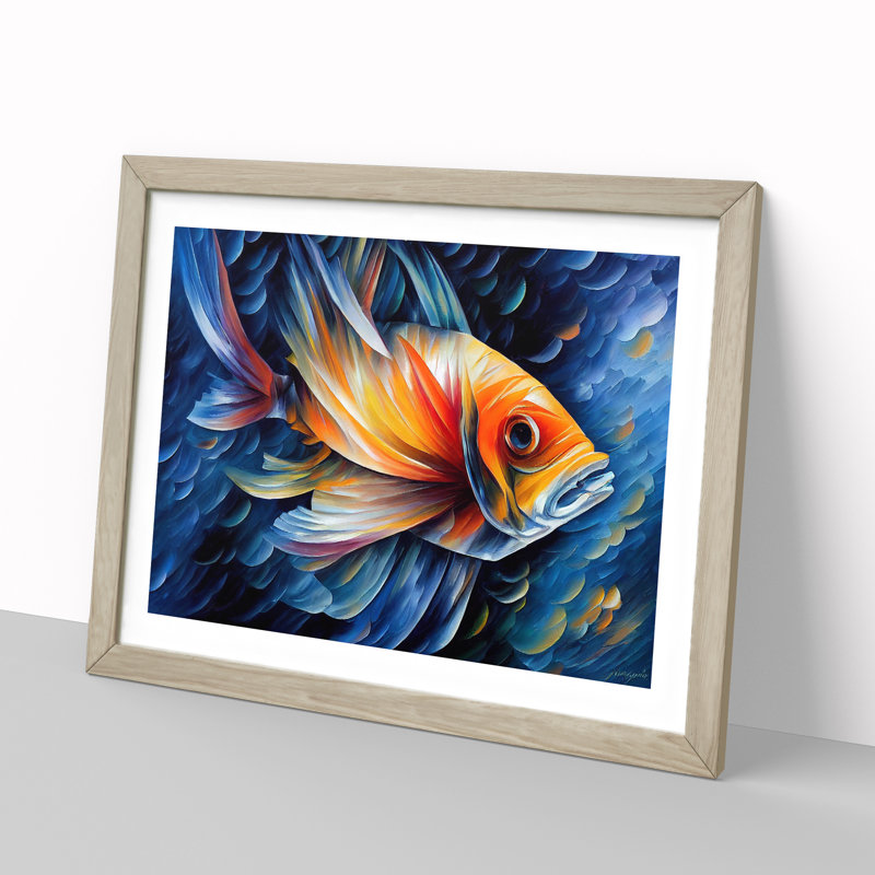 Awesome Fish - Framed Print, 25cm H x 34cm W x 2cm D, Oak