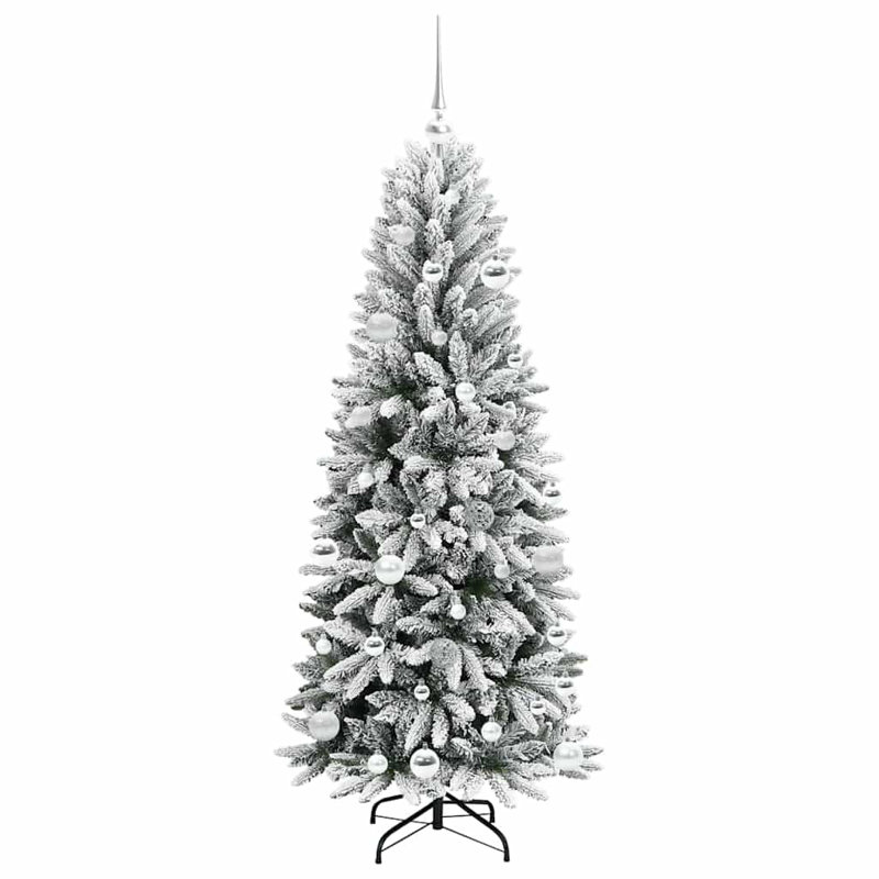 Artificial Christmas Tree with 150 LEDs White, Silver, 4.92' H