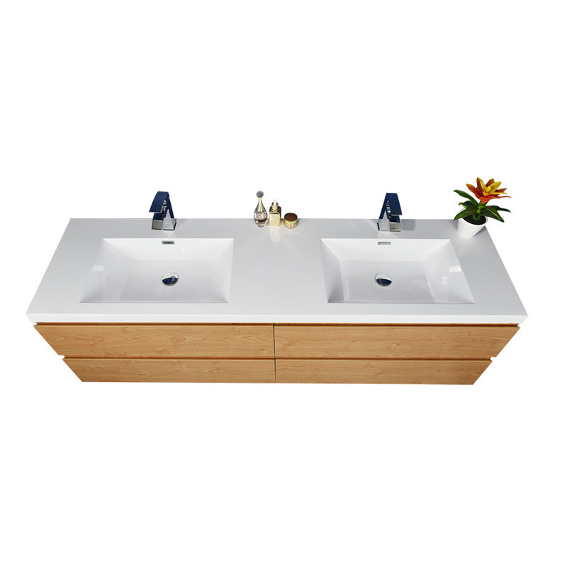 Drason Double Bathroom Vanity with Acrylic Top, English Oak