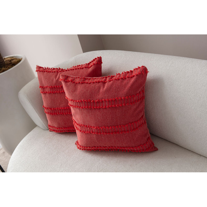 Ensemble de housse de coussin rouge vif (2 pièces), 16,9 po x 16,9 po | 100% polyester, durable et lavable à la machine | Tissu doux avec une densité de 100 g / m², parfait pour le décor du salon et de la chambre à coucher, élégant et confortable