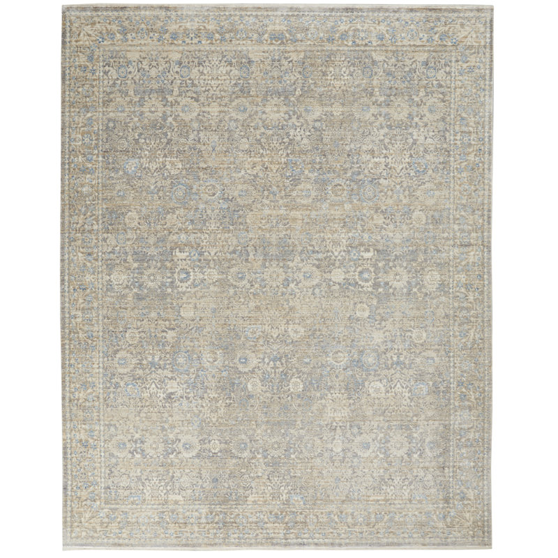 Tapis ivoire en polyester tissé à la machine, Rectangle 7 pi 10 po x 10 pi 2 po