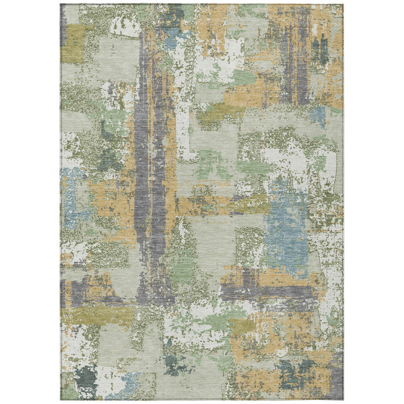Machine Washable Indoor/Outdoor Husby ACN2212 Abstract Rug, Rectangle 8' x 10'