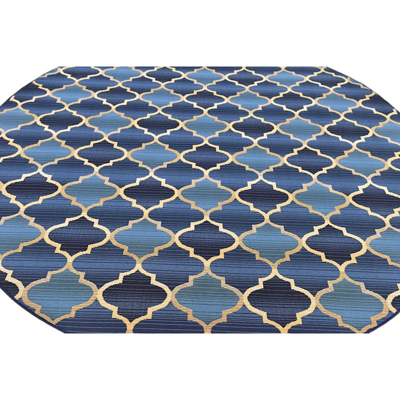 Tapis d'extérieur couleur véranda couleur denim, Rond 8 pi