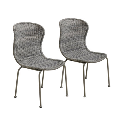 Comfort Patio Dining Chairs, Grey Rattan Modern Set For Outdoor Dining