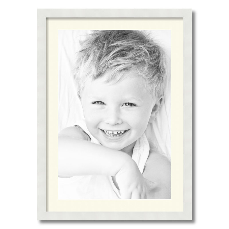 Wood Picture Frame with Mat, Brilliant White
