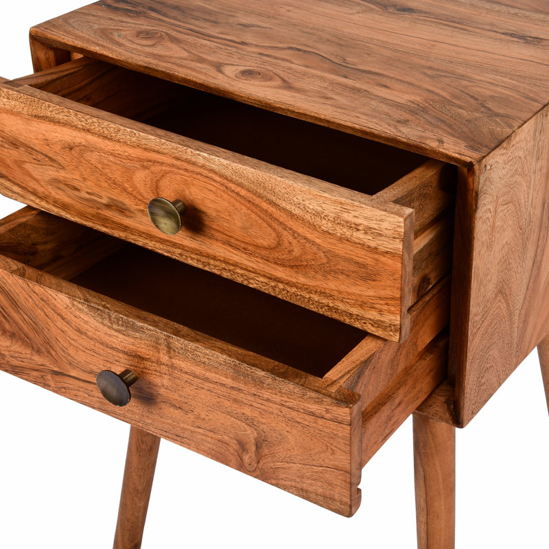 Alana 17.7'' W Solid Wood Nightstand, Natural Wood Color