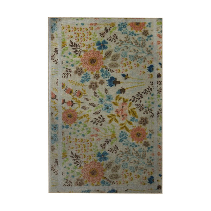 Tapis multicolore à motif floral multicolore lavable à la machine, Rectangle 3 pi 3 po x 4 pi 11 po