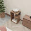 Table d'appoint moderne en mélamine avec rangement ouvert, chêne clair et wengé