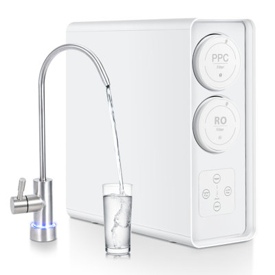 Système de filtration d'eau par osmose inversée 600 GPD sans réservoir, filtration à osmose inverse sous évier à 7 étapes avec rappel de robinet intelligent, rapport pur / pur 2: 1 à haute efficacité